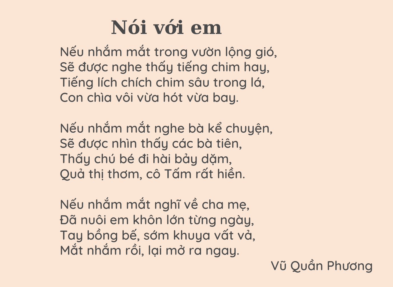 bài đọc nói với em